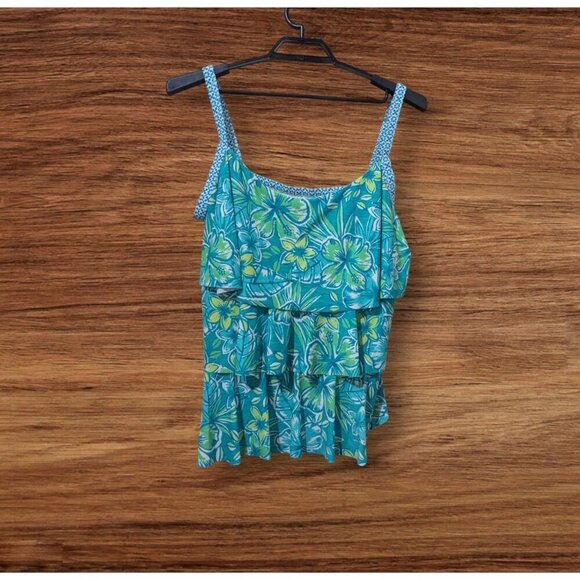 Beach House Woman 22W Tropical Floral Tankini Top Multicolor  Swimwear NWT - Picture 3 of 8